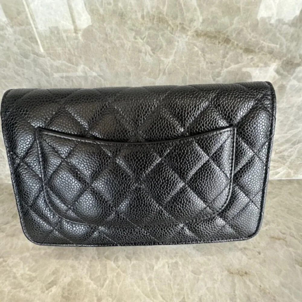 Chanel Lambskin Caviar Black Wallet On Chain Gold Hardware - Picture 7 of 15